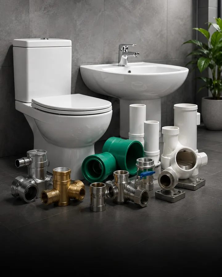Bathroom sanitaryware, pipes and plumbing fittings
